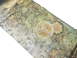 引箔華文に狩猟人物・鳥・花唐草模様織出し名古屋帯